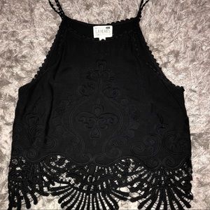 LA Hearts Black Scalloped Blouse